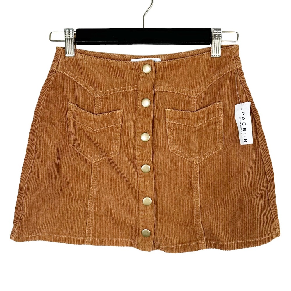 NWT Kendall & Kylie Brown Corduroy Mini Skirt - Picture 2 of 7